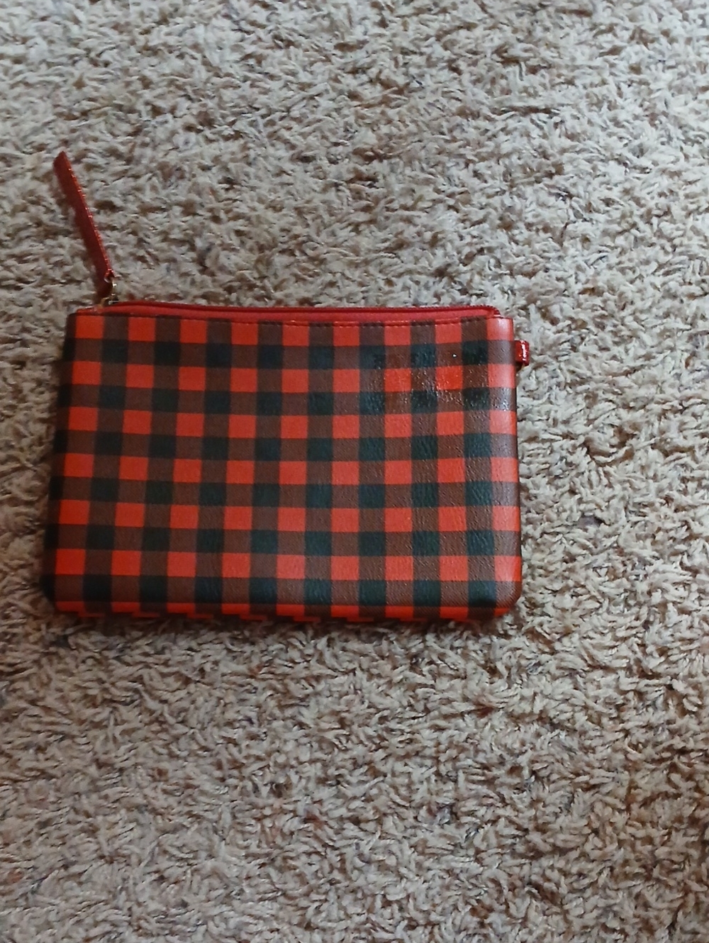 Red and Black Buffalo Check Wristlet Pouch